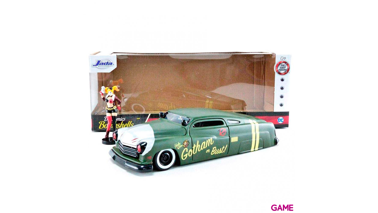 Set figura + coche metal Mercury 1951 Harley Quinn DC Comics-1