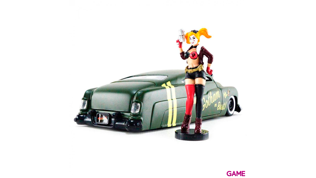Set figura + coche metal Mercury 1951 Harley Quinn DC Comics-4
