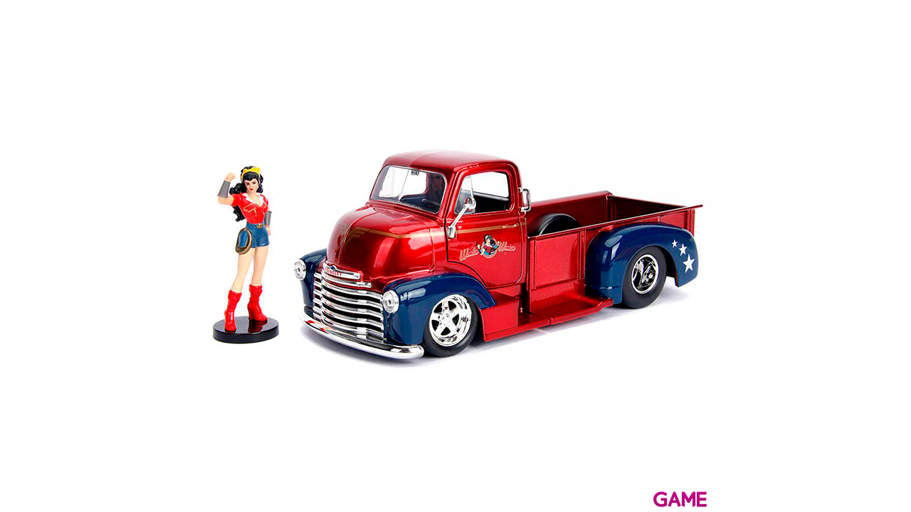 Set figura + coche metal Chevy Coe Pickup 1952 Wonder Woman DC Comics-0