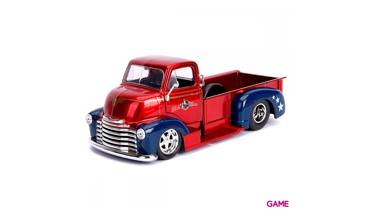 Set figura + coche metal Chevy Coe Pickup 1952 Wonder Woman DC Comics-5