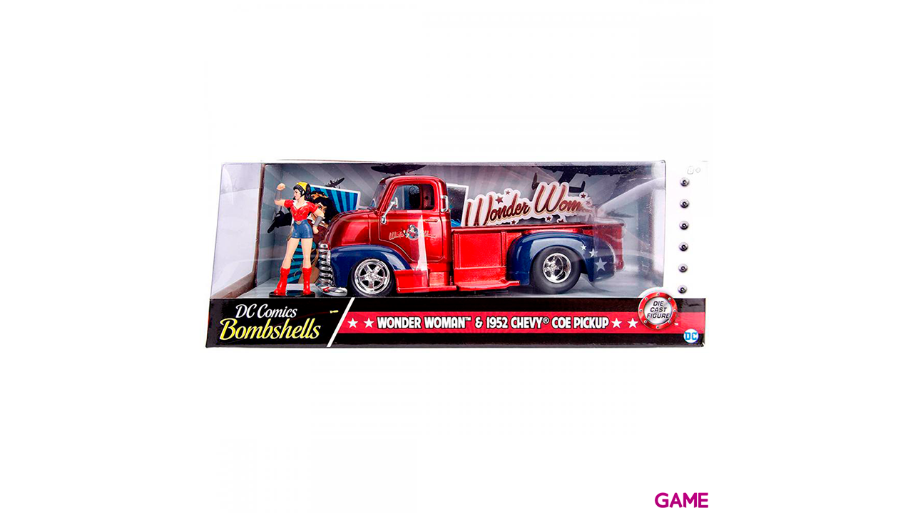Set figura + coche metal Chevy Coe Pickup 1952 Wonder Woman DC Comics-6