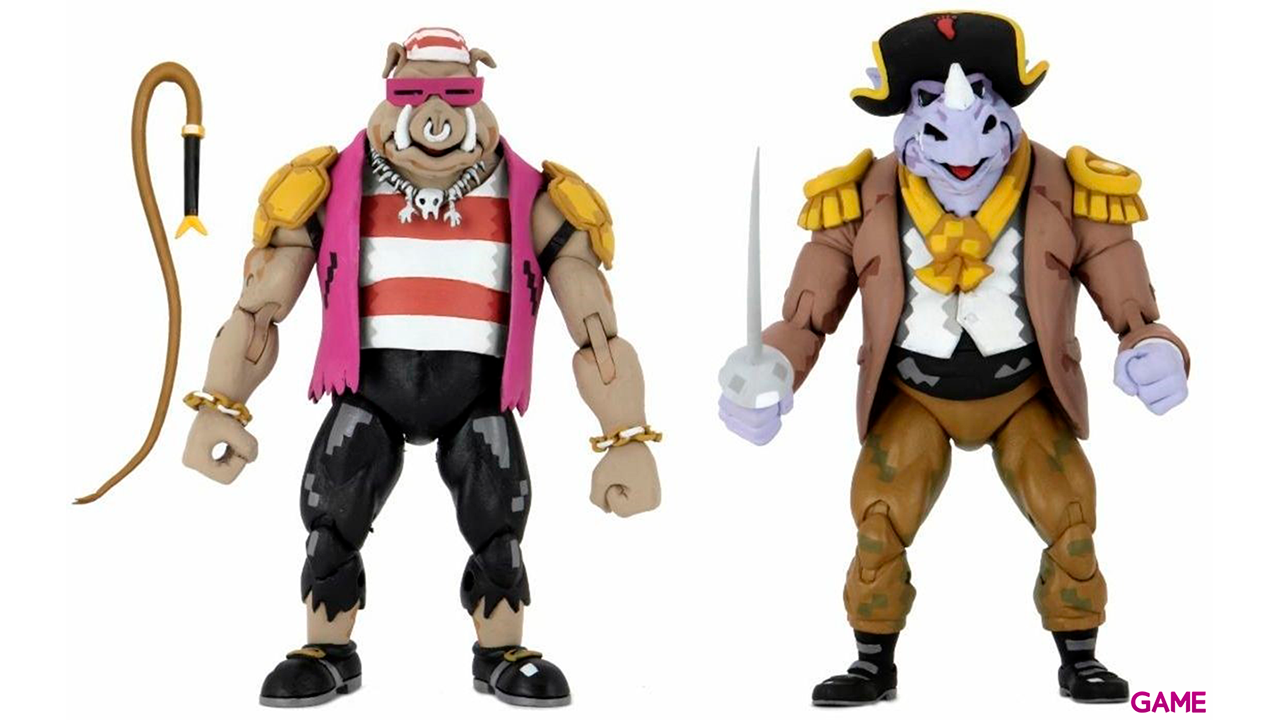Set 2 figuras Pirate Rocksteady y Bebop Tortugas Ninja Turtles in Time 18cm-1