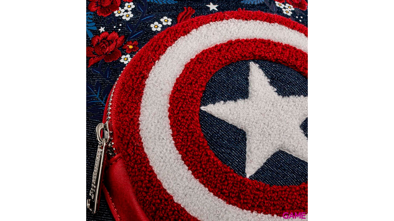 LoungeFly Escudo Floral Capitan America 80Th Marvel 26cm - Mochila-2