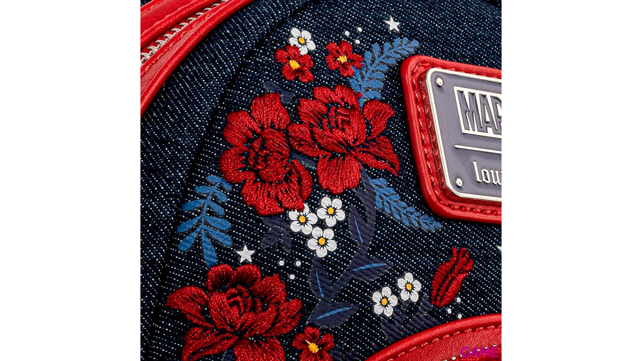 LoungeFly Escudo Floral Capitan America 80Th Marvel 26cm - Mochila-3