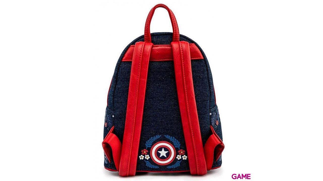 LoungeFly Escudo Floral Capitan America 80Th Marvel 26cm - Mochila-4