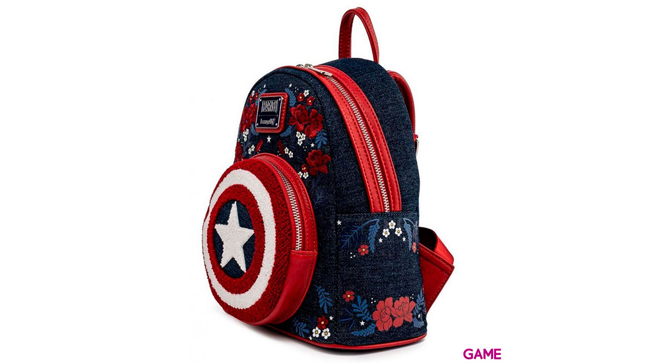 LoungeFly Escudo Floral Capitan America 80Th Marvel 26cm - Mochila-5