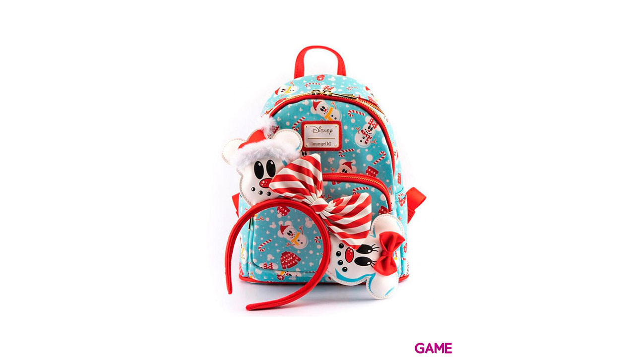 Set Mochila Diadema orejas Mickey Minnie Snowman Disney Loungefly 26cm-0
