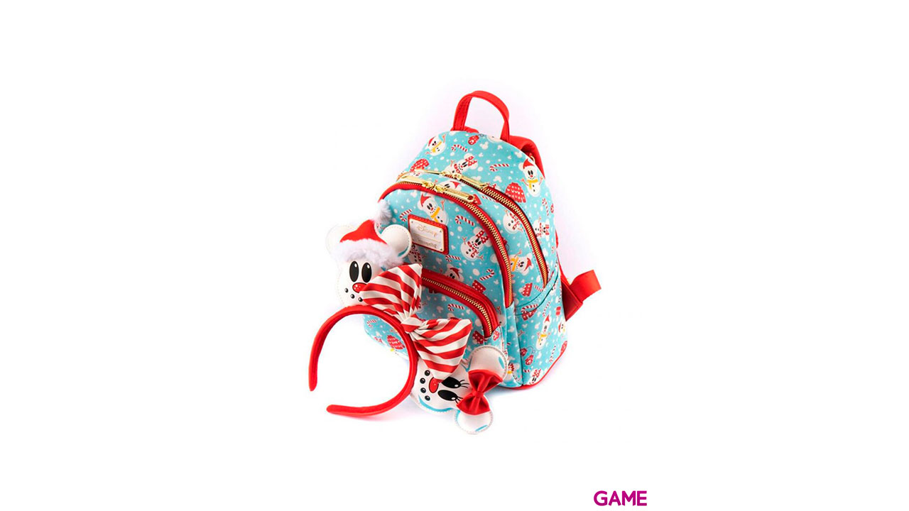 Set Mochila Diadema orejas Mickey Minnie Snowman Disney Loungefly 26cm-2