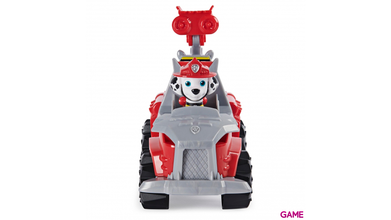 PAW Patrol , vehículo Deluxe con aceleración Dino Rescue de Marshall con figura de dinosaurio misteriosa-3