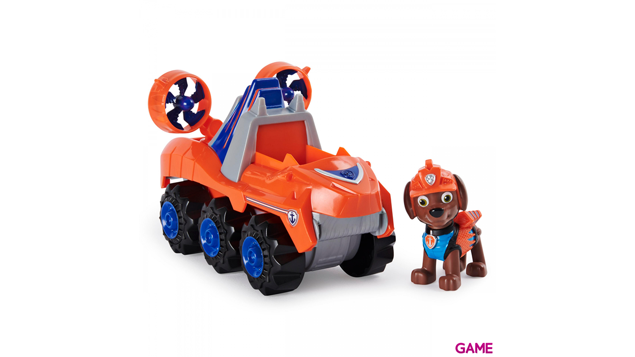 PAW Patrol , vehículo Deluxe con aceleración Dino Rescue de Zuma con figura de dinosaurio misteriosa-1