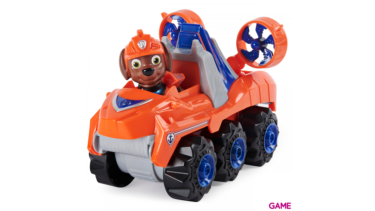 PAW Patrol , vehículo Deluxe con aceleración Dino Rescue de Zuma con figura de dinosaurio misteriosa-2