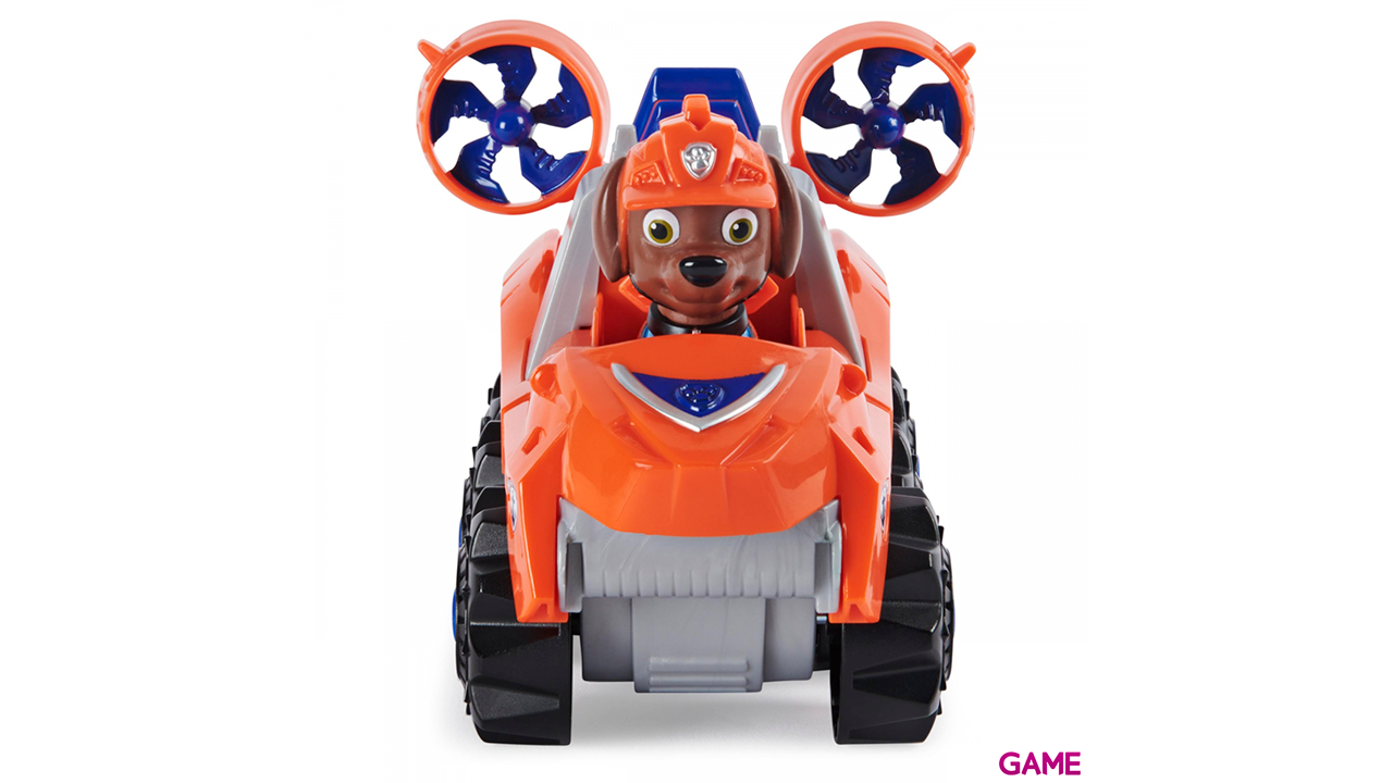 PAW Patrol , vehículo Deluxe con aceleración Dino Rescue de Zuma con figura de dinosaurio misteriosa-3