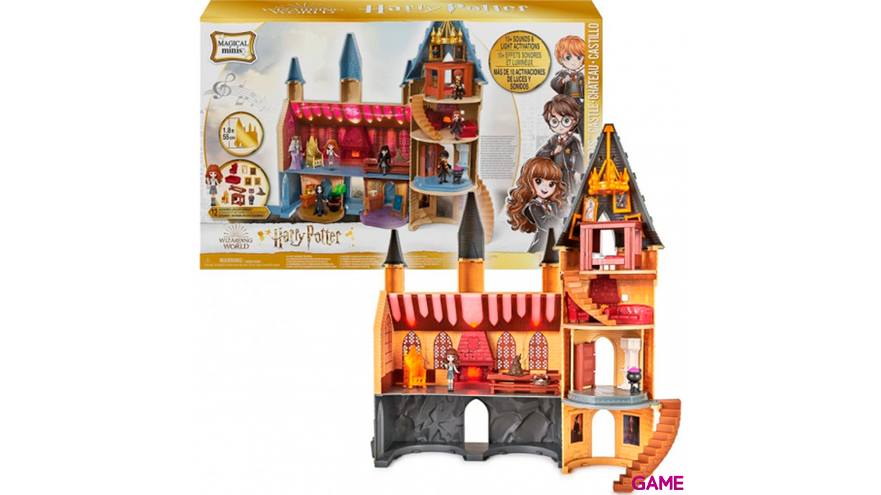 Wizarding World Magical Minis Hogwarts Castle con 12 accesorios, luces, sonidos y muñeca de Hermione exclusiva-0