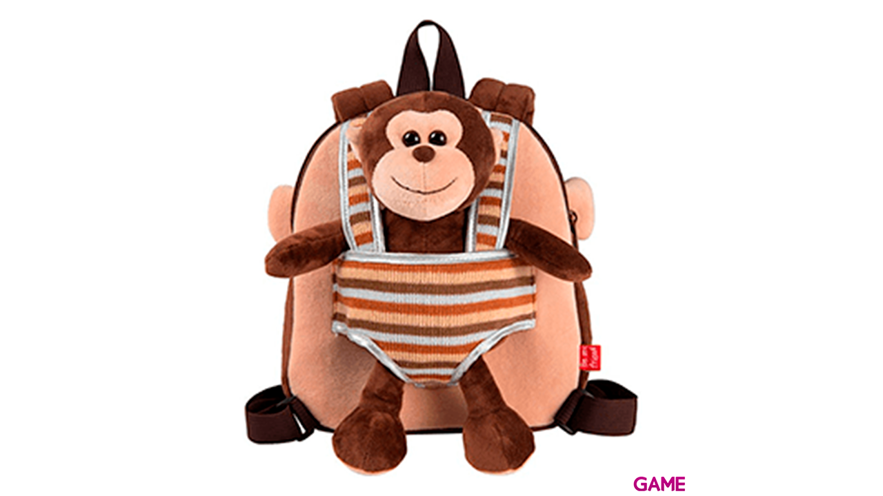 Mochila reversible peluche Mono Max 25cm-0