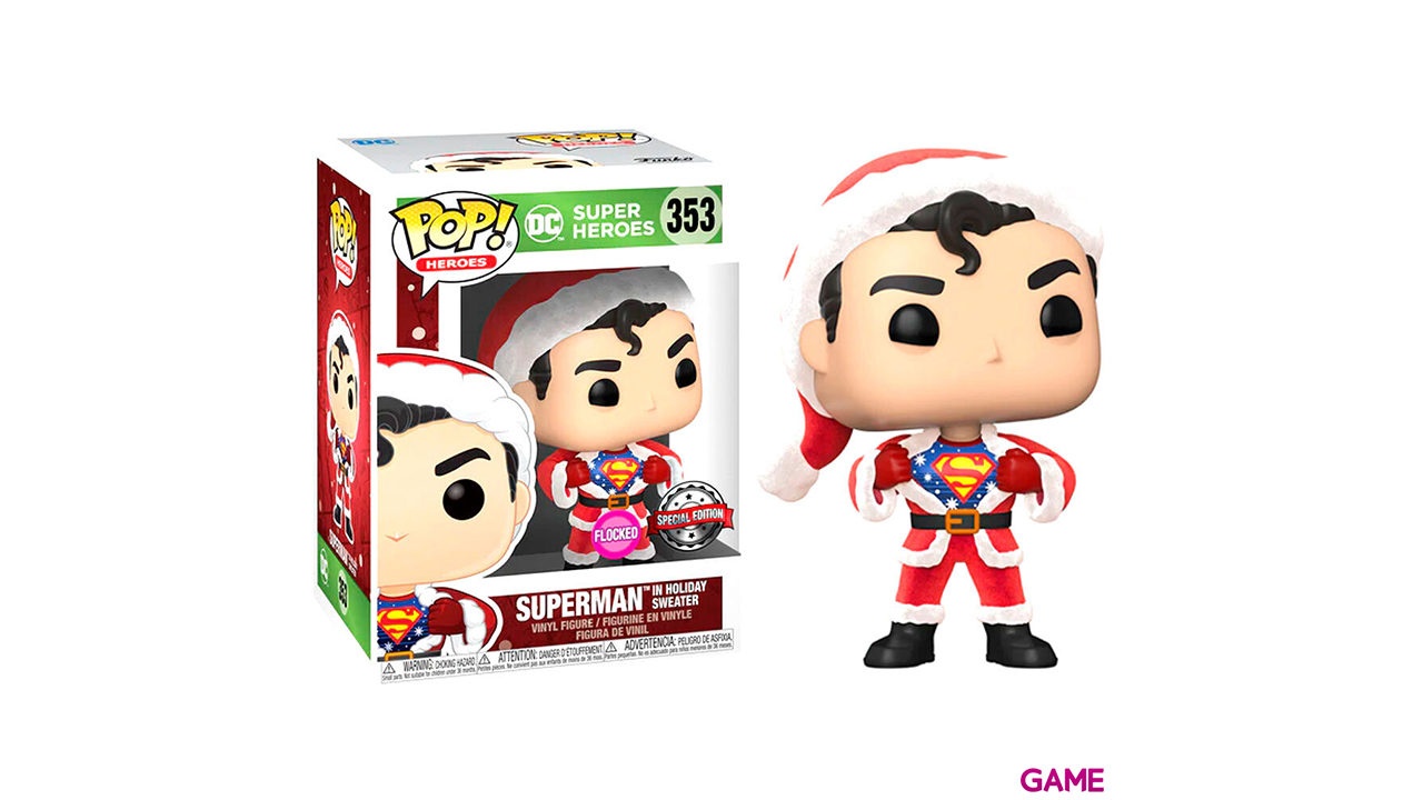 Set figura POP Tee DC Comics Superman Exclusive Flocked Talla S-1