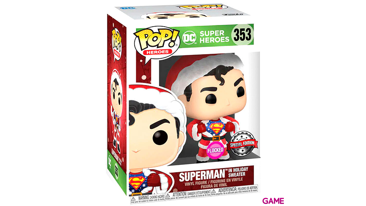 Set figura POP Tee DC Comics Superman Exclusive Flocked Talla S-3