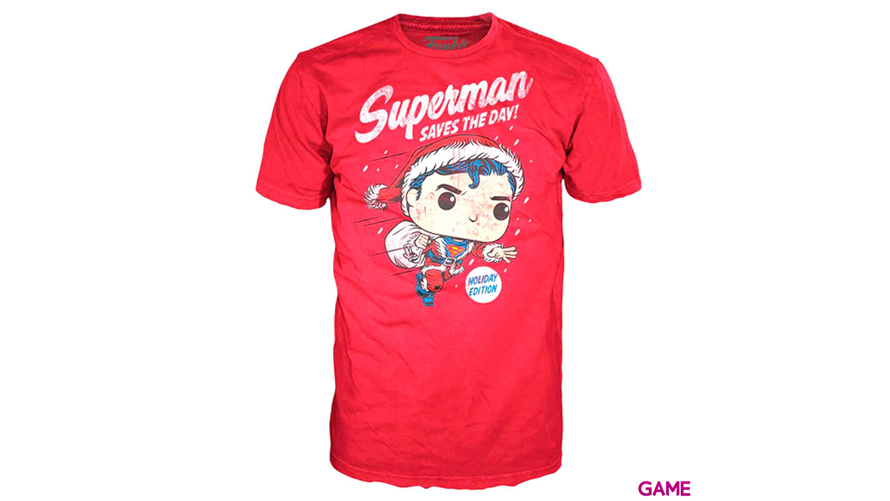 Set figura POP Tee DC Comics Superman Exclusive Flocked Talla S-4
