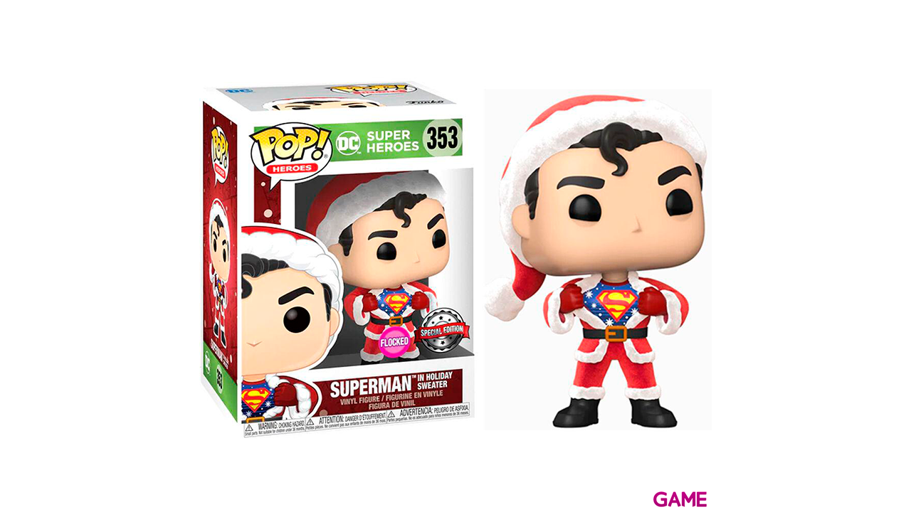 Set figura POP Tee DC Comics Superman Exclusive Flocked Talla L-1