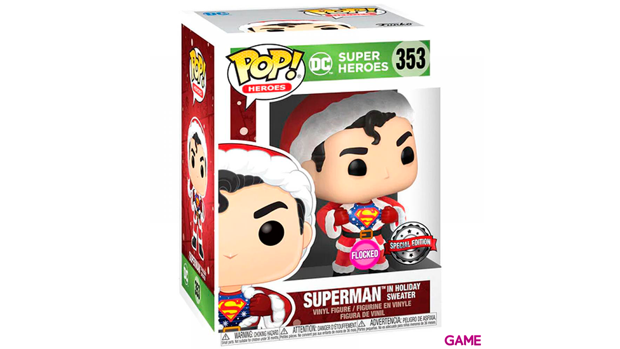 Set figura POP Tee DC Comics Superman Exclusive Flocked Talla L-4