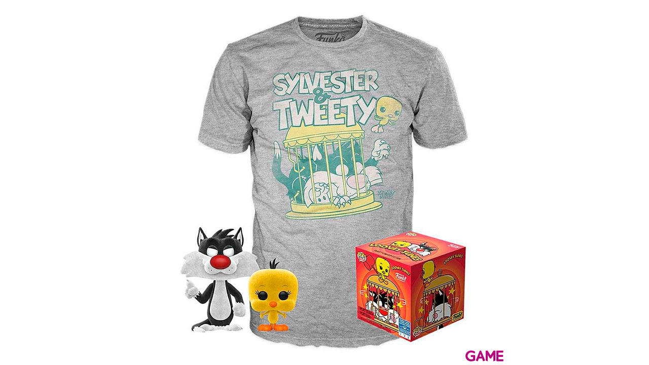 Set figura POP Tee Looney Tunes Sylvestre and Tweety Flocked Exclusive-0
