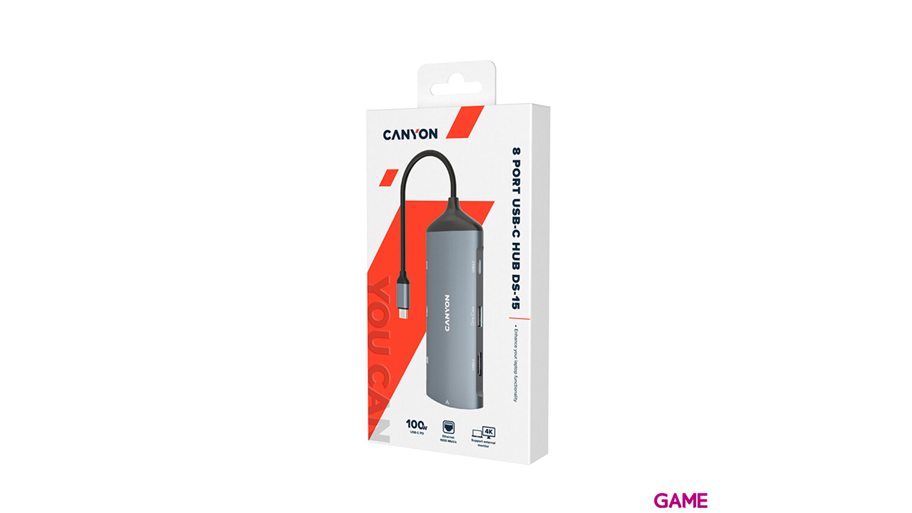 Canyon DS-15 USB 3.2 Gen 1 (3.1 Gen 1) Type-C 5000 Mbit/s Gris - Dock Station-1