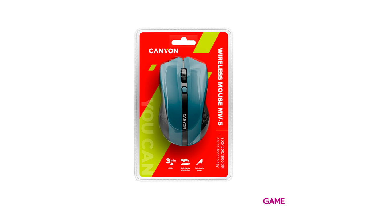 Canyon CNE-CMSW05BL Inalámbrico Óptico 1600 DPI Azul - Raton-0