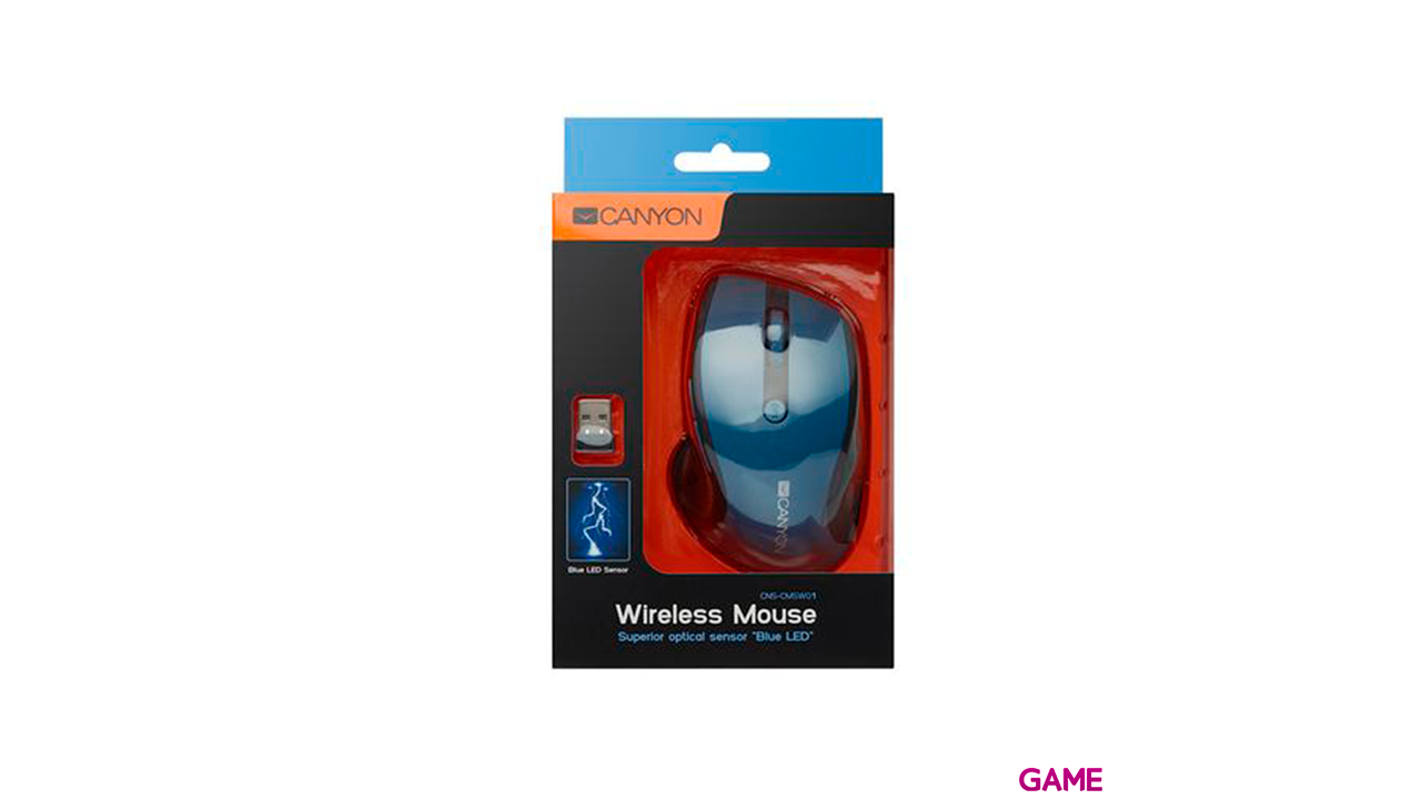 Canyon CNS-CMSW01BL Inalámbrico Óptico 1600 DPI Azul - Raton-0