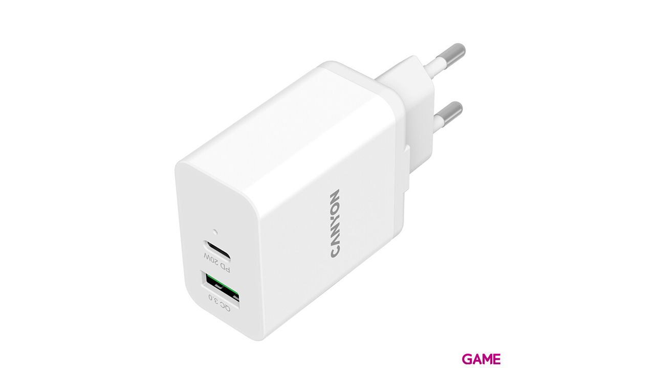 Canyon CNE-CHA20W03 USB C 20w Carga Rapida Blanco - Cargador-1