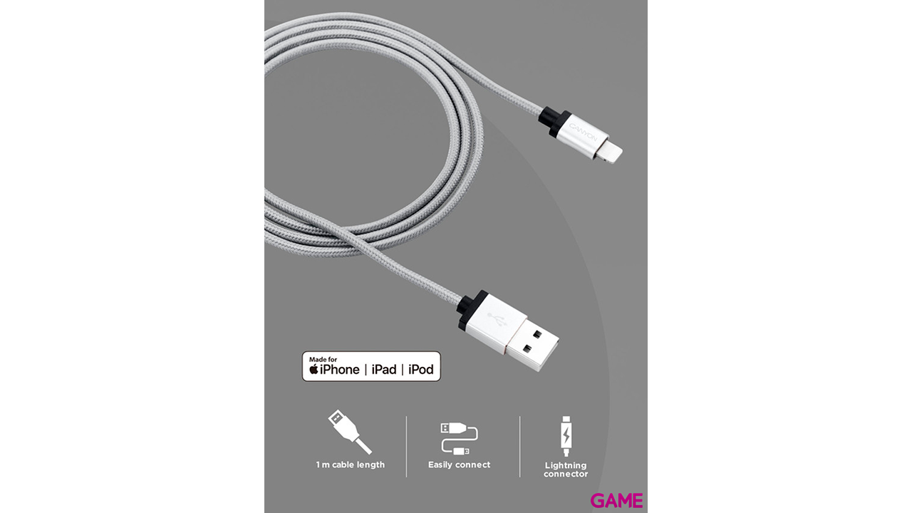 Canyon CNS-MFIC3DG Lightning 1m Blanco - Cable-1