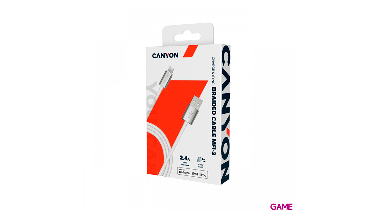 Canyon CNS-MFIC3 Lightning Trenzado 1m Blanco - Cable-1