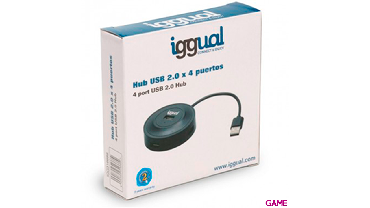 iggual IGG316689 USB 2.0 480 Mbit/s Negro - Hub USB-1