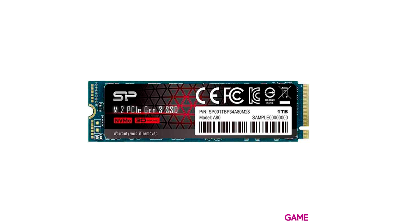 Silicon Power P34A80 M.2 1TB PCI Express 3.0 SLC NVMe - Disco Duro-0
