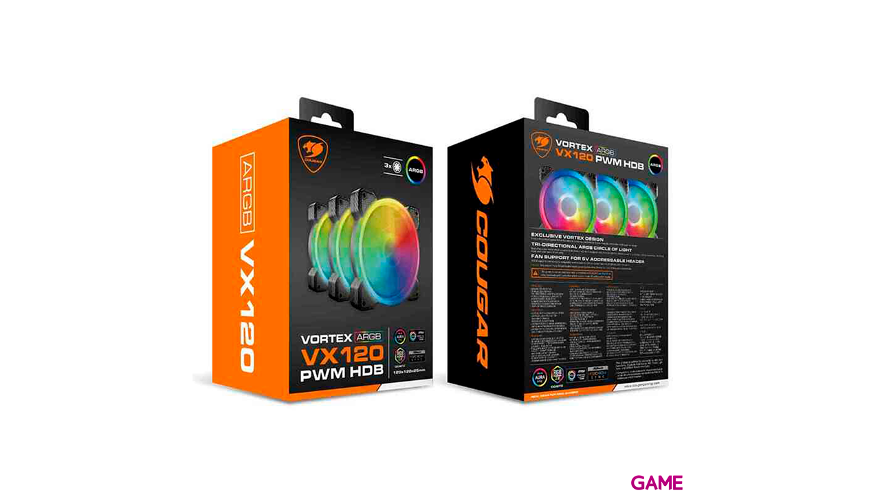 Cougar Vortex ARGB VX120 12cm Negro 3Uds - Ventilador Caja-6