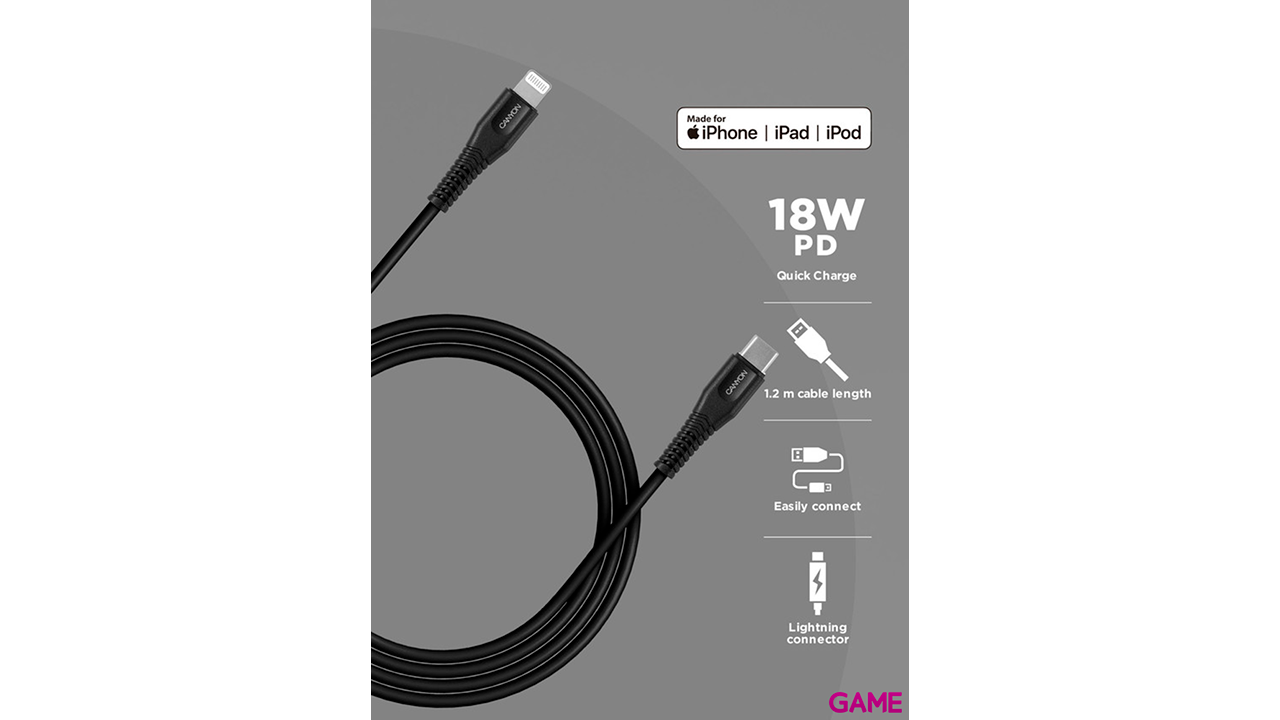Canyon MFI-4 Lightning 1,2 m Negro - Cable-2
