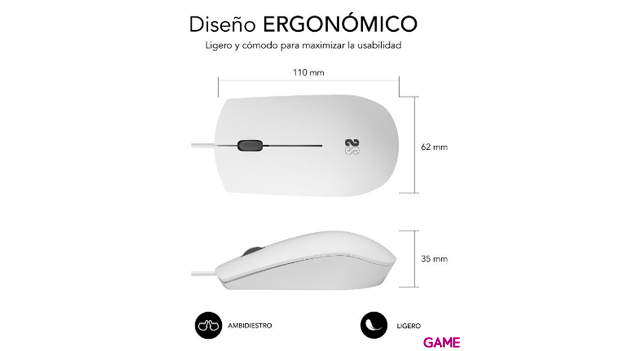 Subblim Business Silencioso USB 1200 DPI Blanco - Raton-2