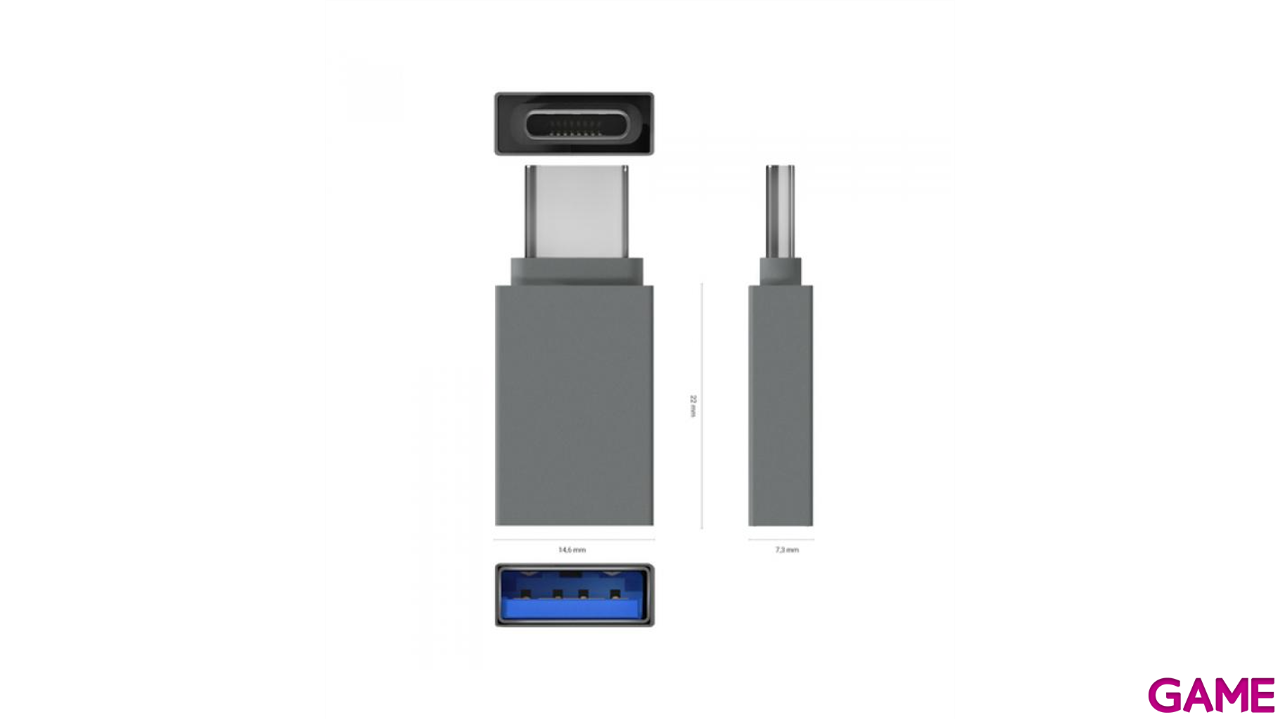 MINI ADAPTADOR AISENS ALUMINIO USB3.2 USB-C/M - A/H GEN1 3A GRIS - miniatura 4