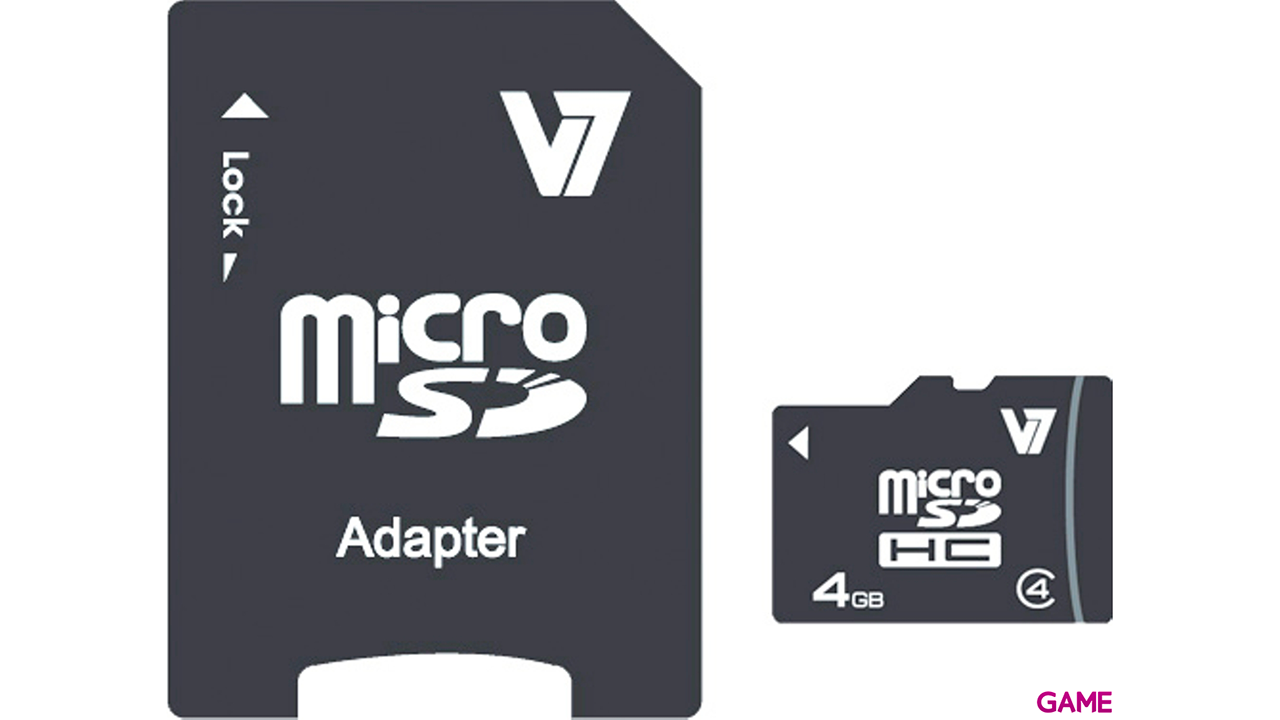 V7 MicroSD Card 4GB SDHC CL4 - Tarjeta Memoria-0