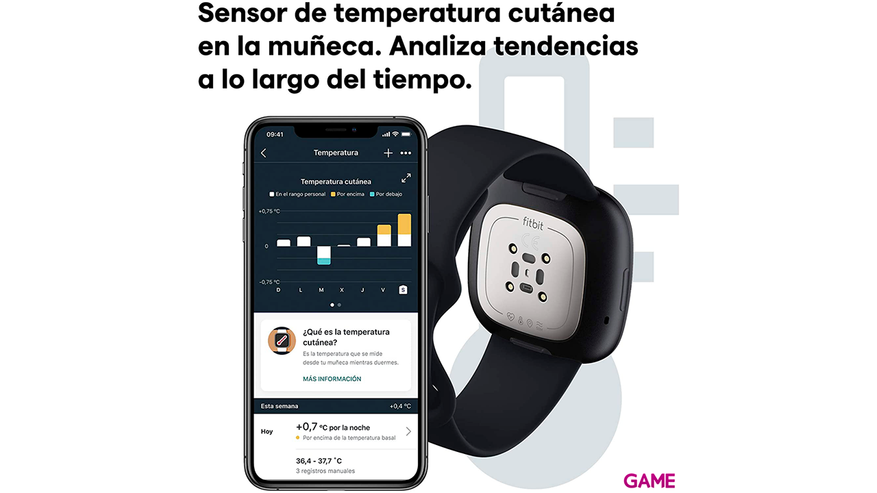 Fitbit Sense 40mm AMOLED GPS Antracita Grafito - Reloj Inteligente-0