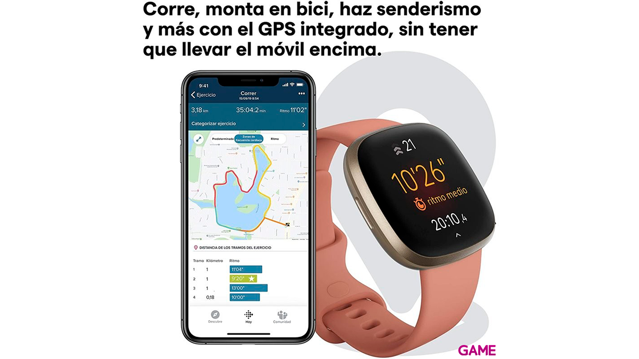 Fitbit Versa 3 40 mm AMOLED GPS Oro Rosa - Reloj Inteligente-2
