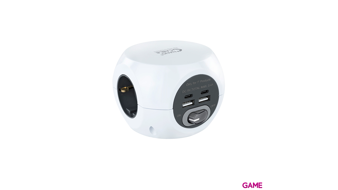 Nanocable 3 Enchufes 4 USB - 2 USB A + 2 USB-C - Carga Inalambrica Interruptor - Regleta-0