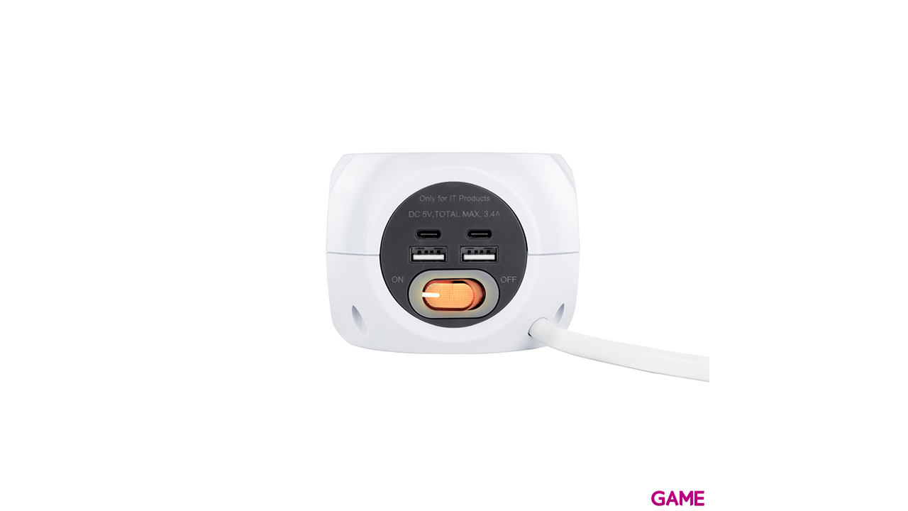 Nanocable 3 Enchufes 4 USB - 2 USB A + 2 USB-C - Carga Inalambrica Interruptor - Regleta-1