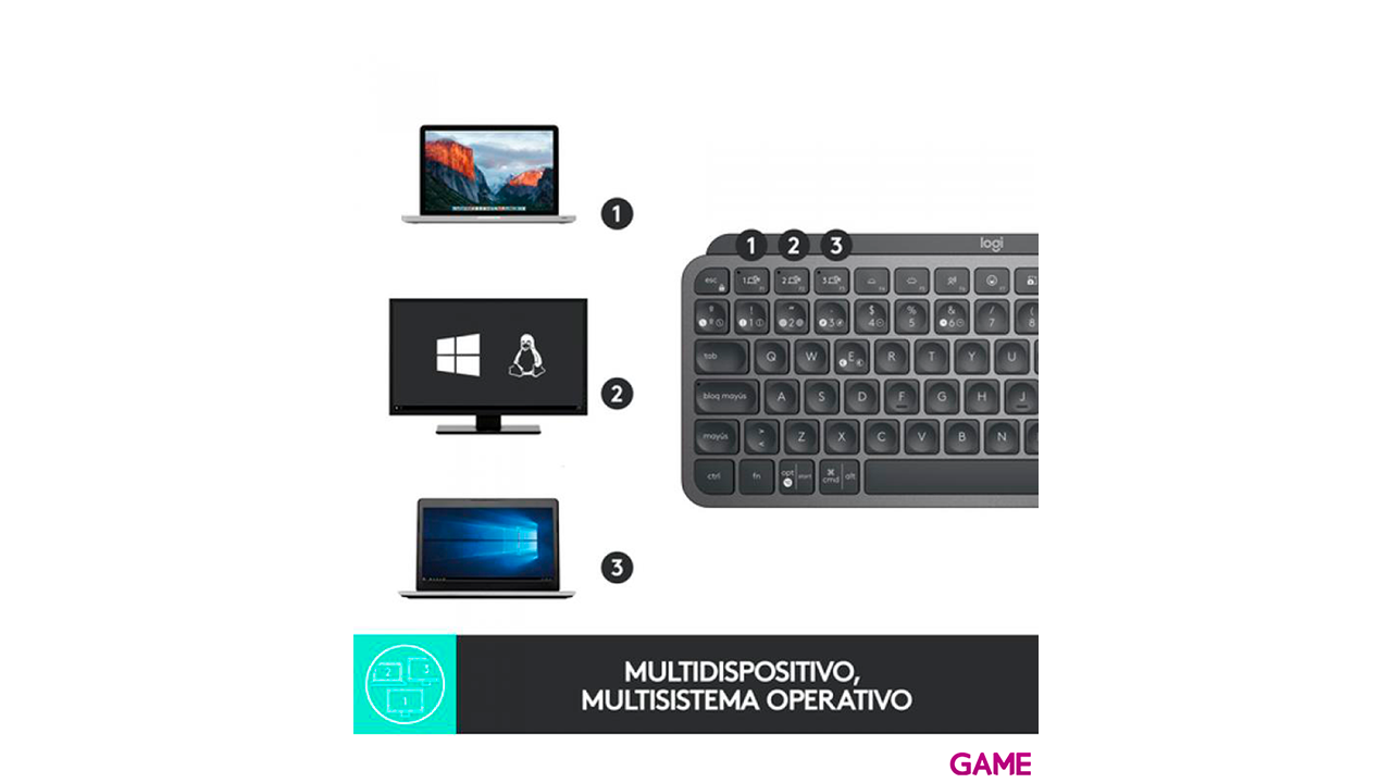 Logitech MX Keys Mini RF Wireless + Bluetooth - Teclado-6