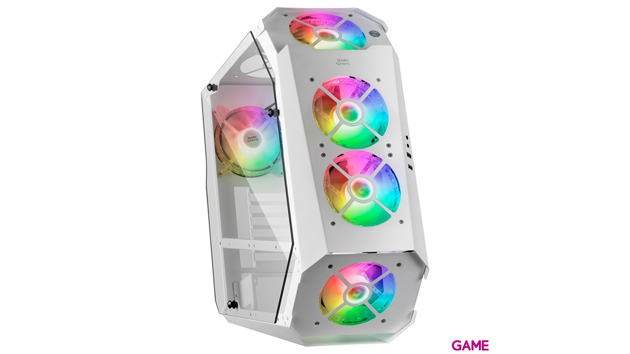 Mars Gaming MC51W Caja PC Gaming ATX Doble Cristal Templado 5xVentilador RGB Blanco-0