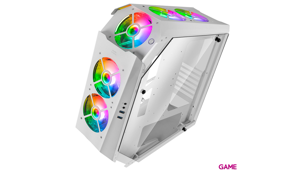 Mars Gaming MC51W Caja PC Gaming ATX Doble Cristal Templado 5xVentilador RGB Blanco-2