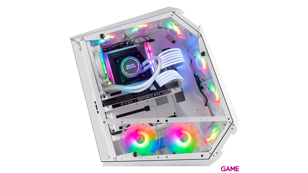 Mars Gaming MC51W Caja PC Gaming ATX Doble Cristal Templado 5xVentilador RGB Blanco-3