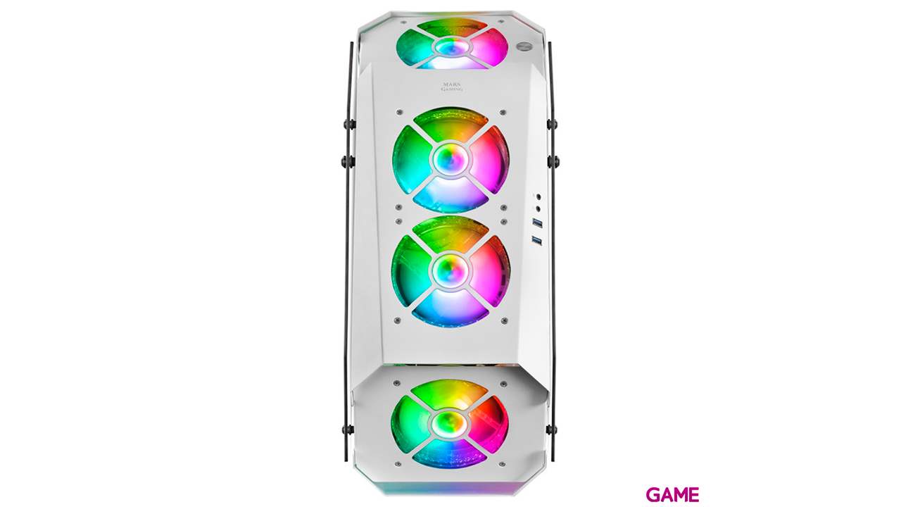 Mars Gaming MC51W Caja PC Gaming ATX Doble Cristal Templado 5xVentilador RGB Blanco-4