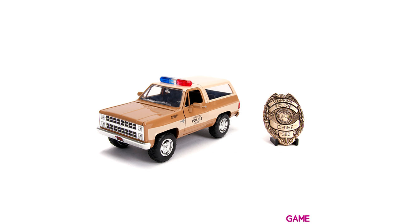 Figura Coche metal Chevy K5 Blaze 1980 Stranger Things + placa-0