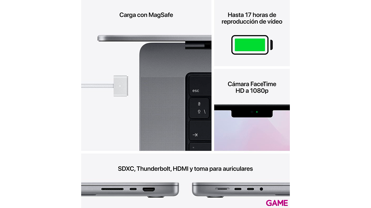 Apple MacBook Pro 14 2021 Gris Espacial M1 Pro - 32GB - 512GB SSD - 14´´ - MacOs - Ordenador Portatil-4