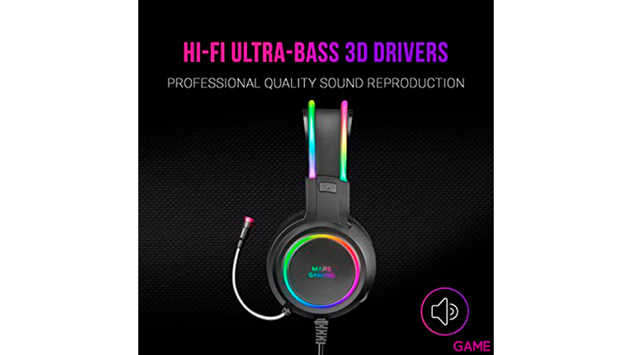 Mars Gaming MHRGB Gaming RGB + Micro Flexible Negro - Auriculares Gaming-2