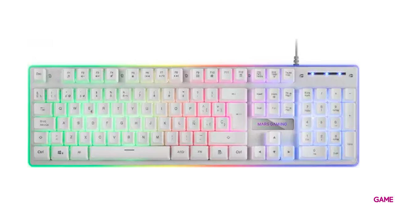 Mars Gaming MK220W Gaming H-Mech FRGB Rainbow y Halo - Antighosting Blanco - Teclado Gaming-0